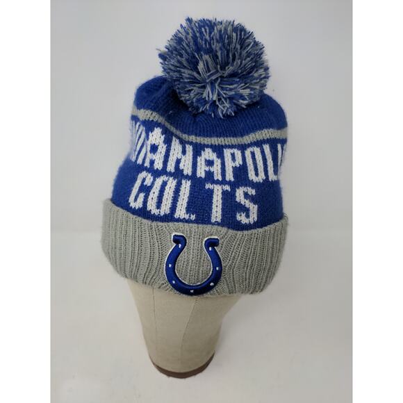 47 Brand NFL Indianapolis Colts Beanie Pom Pom OSFA Blue & Gray Embroidered - Picture 2 of 10